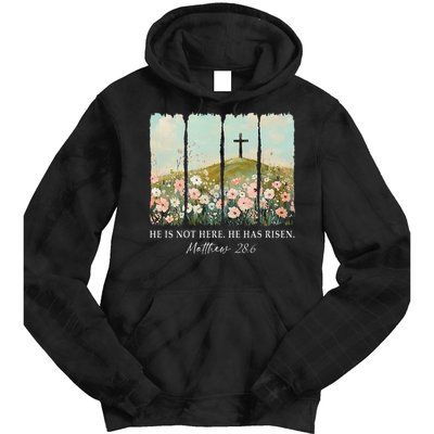 Easter Jesus He Is Not Here He Has Risen Wildflower Spring Tie Dye Hoodie