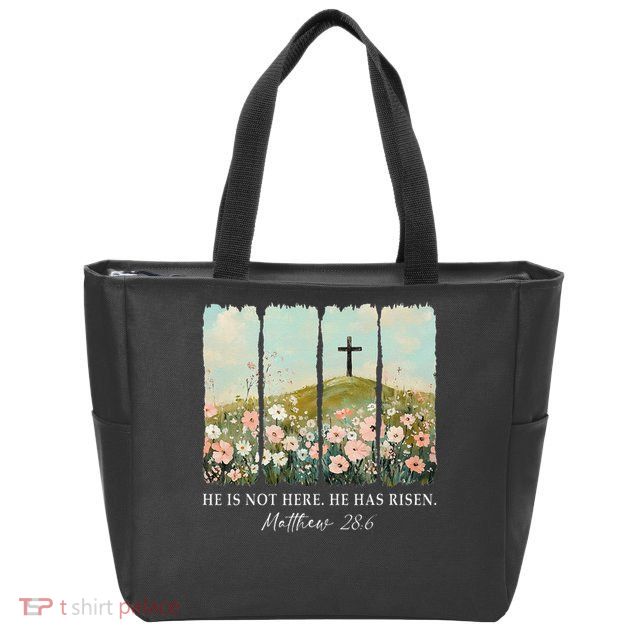 Easter Jesus He Is Not Here He Has Risen Wildflower Spring Zip Tote Bag