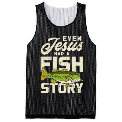 Even Jesus Had A Fish Story Cute Love Fishing Mesh Reversible Basketball Jersey Tank