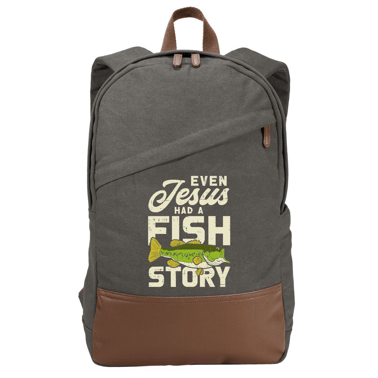 Even Jesus Had A Fish Story Cute Love Fishing Cotton Canvas Backpack