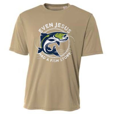 Even Jesus Had A Fish Story Funny Fishing Cooling Performance Crew T-Shirt