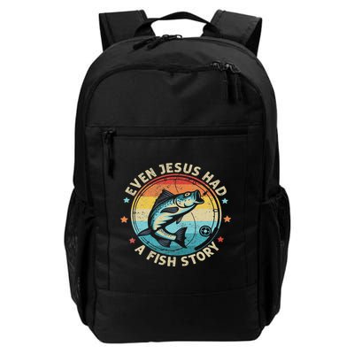 Even Jesus Has A Fish Story Christian Fisherman Funny Retro Backpack