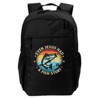 Even Jesus Has A Fish Story Christian Fisherman Funny Retro Backpack