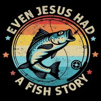 Even Jesus Has A Fish Story Christian Fisherman Funny Retro Drawstring Bag