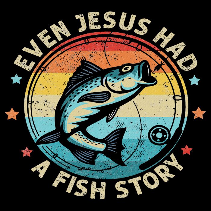 Even Jesus Has A Fish Story Christian Fisherman Funny Retro Drawstring Bag