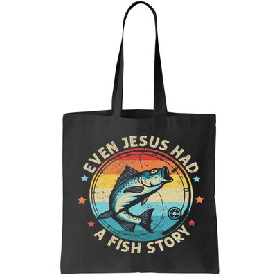 Even Jesus Has A Fish Story Christian Fisherman Funny Retro Bag