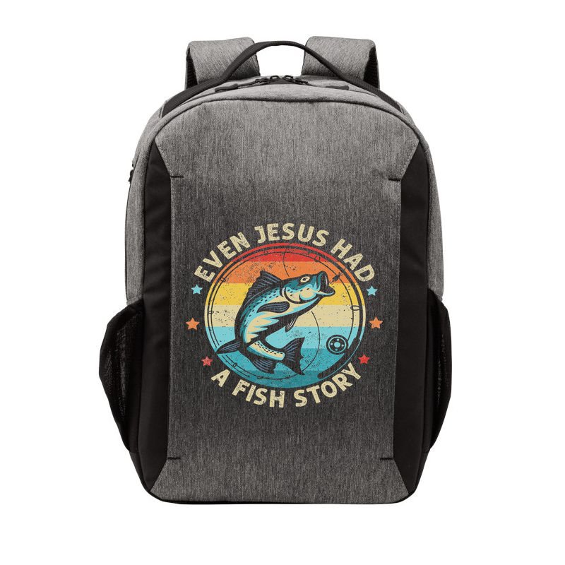 Even Jesus Has A Fish Story Christian Fisherman Funny Retro Vector Backpack
