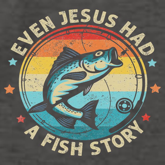 Even Jesus Has A Fish Story Christian Fisherman Funny Retro Vector Backpack