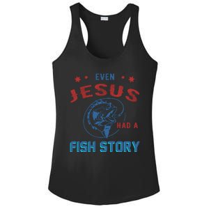 Even Jesus Had A Fish Story Funny Fishing Ladies PosiCharge Competitor Racerback Tank