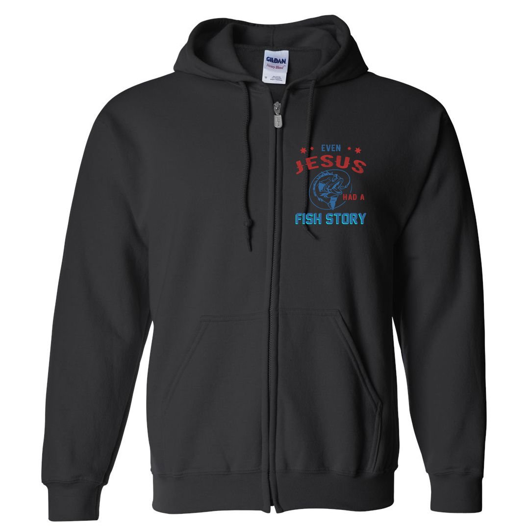 Even Jesus Had A Fish Story Funny Fishing Full Zip Hoodie