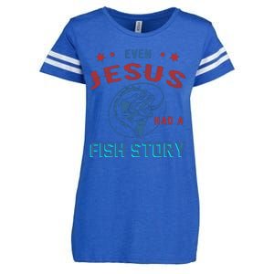 Even Jesus Had A Fish Story Funny Fishing Enza Ladies Jersey Football T-Shirt