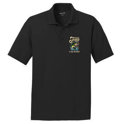 Even Jesus Had A Fish Story Funny Fisher Fishing Bass Gift PosiCharge RacerMesh Polo