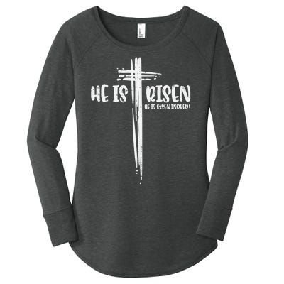 Easter Jesus He Is Risen Indeed Religious Christian Women's Perfect Tri Tunic Long Sleeve Shirt