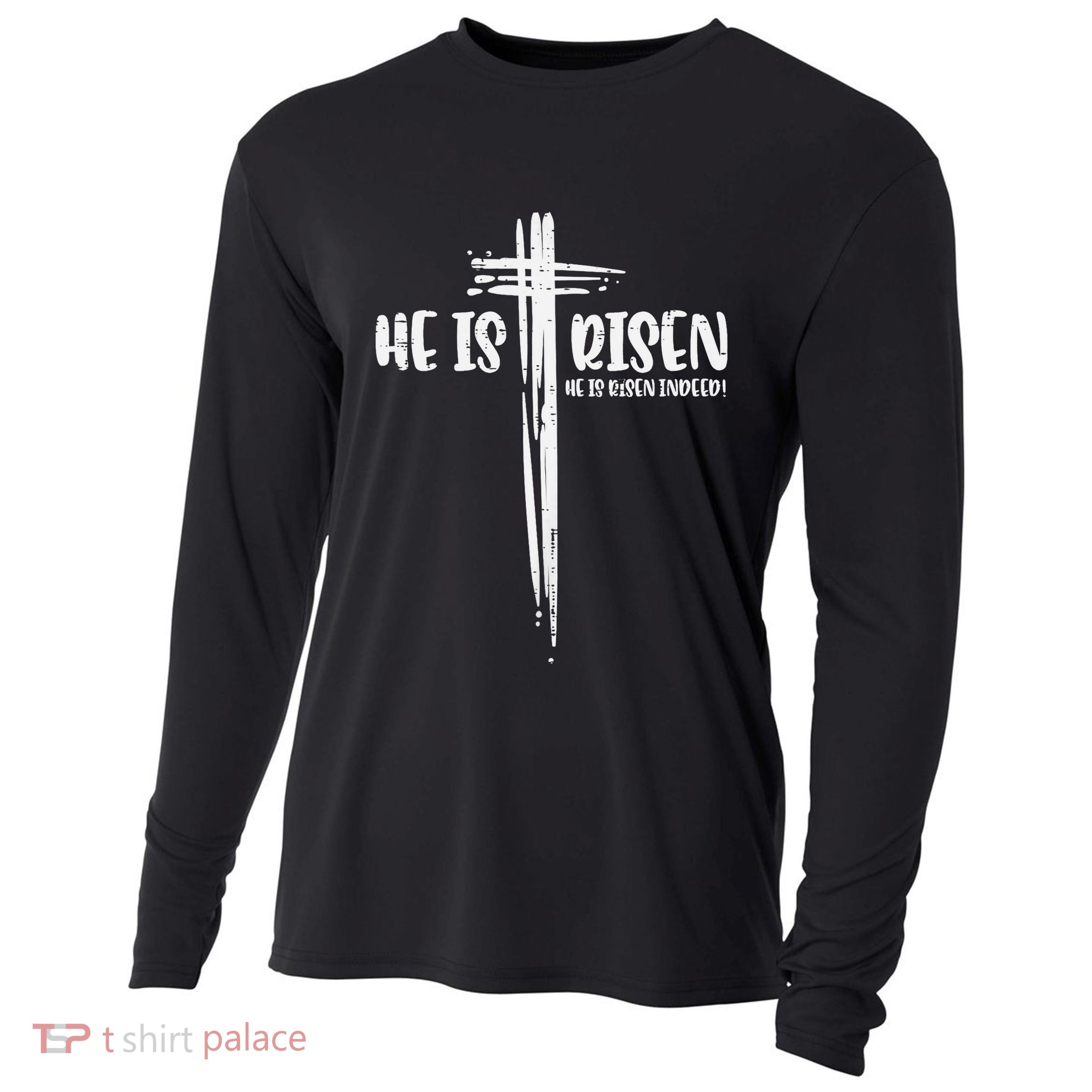 Easter Jesus He Is Risen Indeed Religious Christian Cooling Performance Long Sleeve Crew