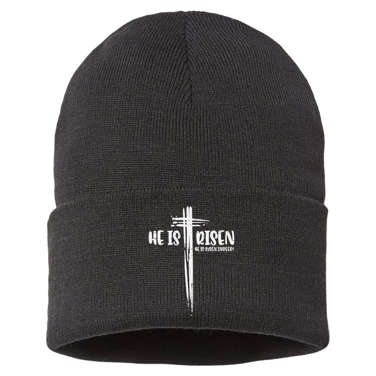 Easter Jesus He Is Risen Indeed Religious Christian Sustainable Knit Beanie