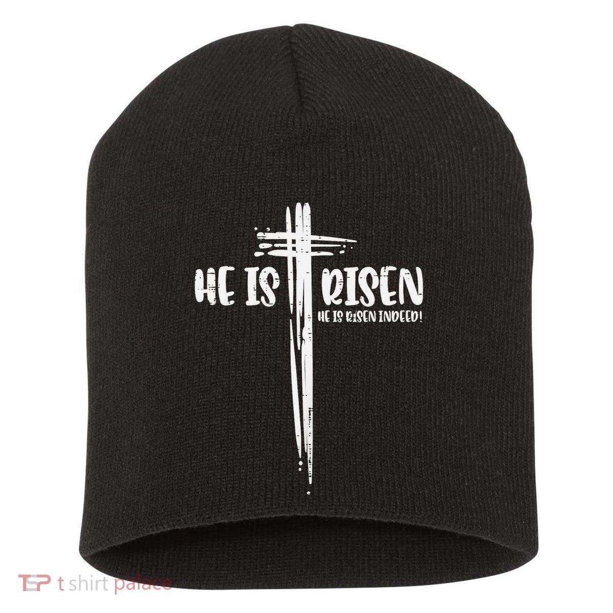 Easter Jesus He Is Risen Indeed Religious Christian Short Acrylic Beanie