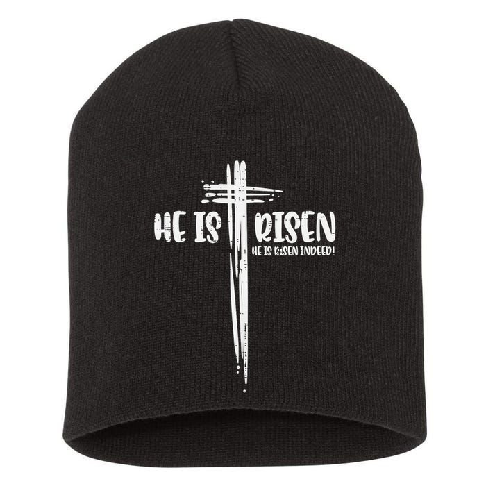 Easter Jesus He Is Risen Indeed Religious Christian Short Acrylic Beanie