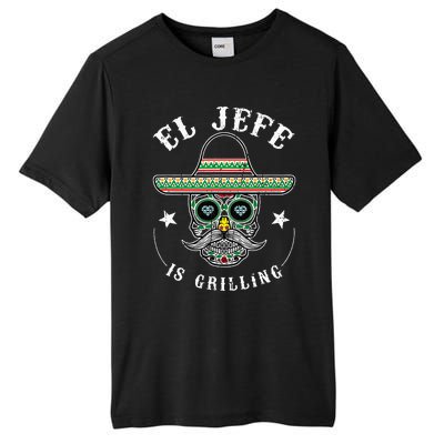 El Jefe Is Grilling Stand Back Funny Mexican Dad Jefe Tall Fusion ChromaSoft Performance T-Shirt