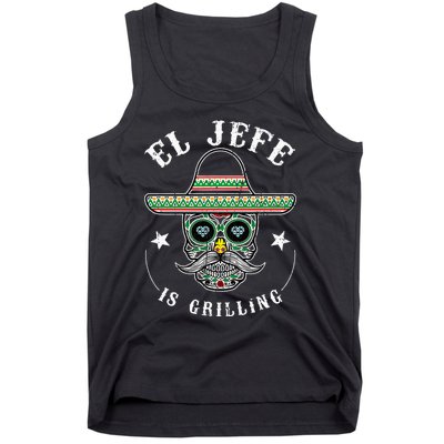 El Jefe Is Grilling Stand Back Funny Mexican Dad Jefe Tank Top