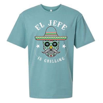 El Jefe Is Grilling Stand Back Funny Mexican Dad Jefe Sueded Cloud Jersey T-Shirt