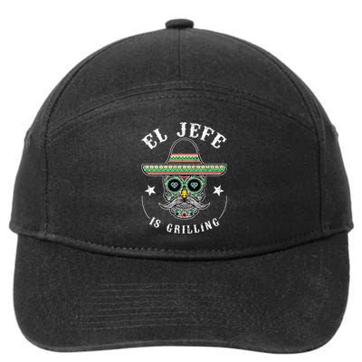 El Jefe Is Grilling Stand Back Funny Mexican Dad Jefe 7-Panel Snapback Hat