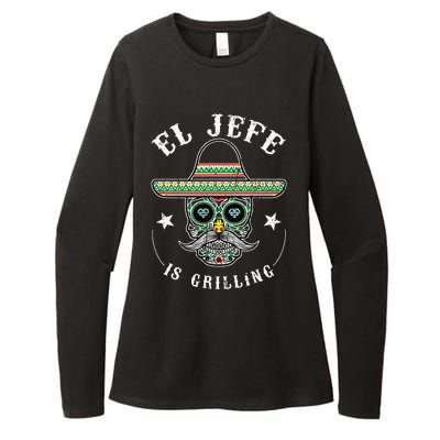 El Jefe Is Grilling Stand Back Funny Mexican Dad Jefe Womens CVC Long Sleeve Shirt