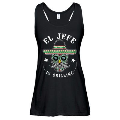 El Jefe Is Grilling Stand Back Funny Mexican Dad Jefe Ladies Essential Flowy Tank