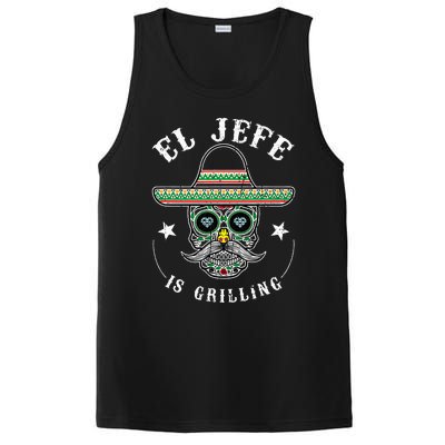 El Jefe Is Grilling Stand Back Funny Mexican Dad Jefe PosiCharge Competitor Tank