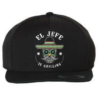 El Jefe Is Grilling Stand Back Funny Mexican Dad Jefe Wool Snapback Cap