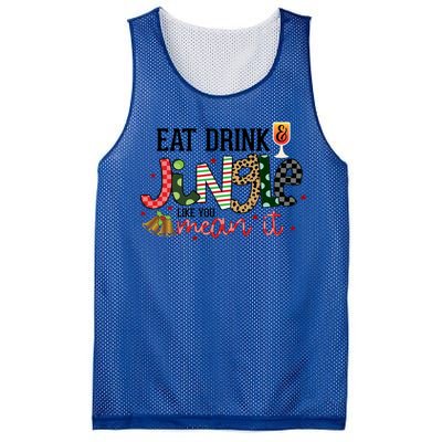 Eat Jingle Like You Mean It Christmas Spirit Holiday Cute Gift Mesh Reversible Basketball Jersey Tank