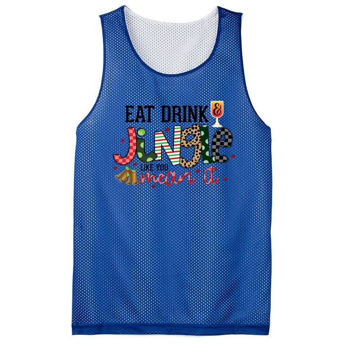 Eat Jingle Like You Mean It Christmas Spirit Holiday Cute Gift Mesh Reversible Basketball Jersey Tank