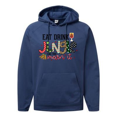 Eat Jingle Like You Mean It Christmas Spirit Holiday Cute Gift Performance Fleece Hoodie