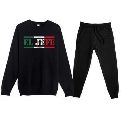 El Jefe Mexican Chef Hispanic Boss Mexico Dia De Los Muertos Premium Crewneck Sweatsuit Set