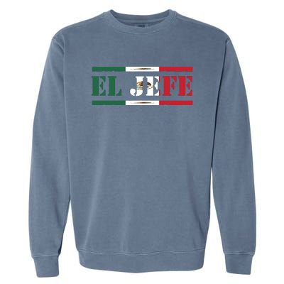 El Jefe Mexican Chef Hispanic Boss Mexico Dia De Los Muertos Garment-Dyed Sweatshirt