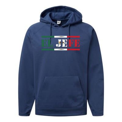 El Jefe Mexican Chef Hispanic Boss Mexico Dia De Los Muertos Performance Fleece Hoodie