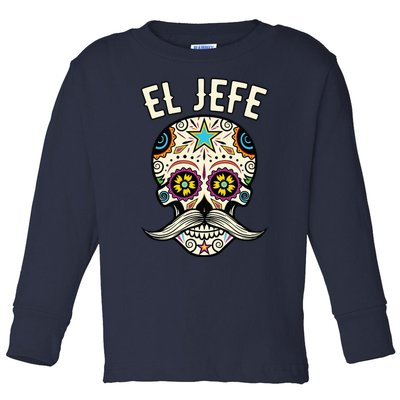 El Jefe Mexican Boss Sugar Skull Day Of The Dead Toddler Long Sleeve Shirt