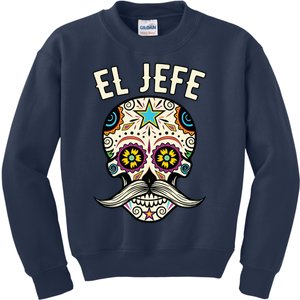 El Jefe Mexican Boss Sugar Skull Day Of The Dead Kids Sweatshirt