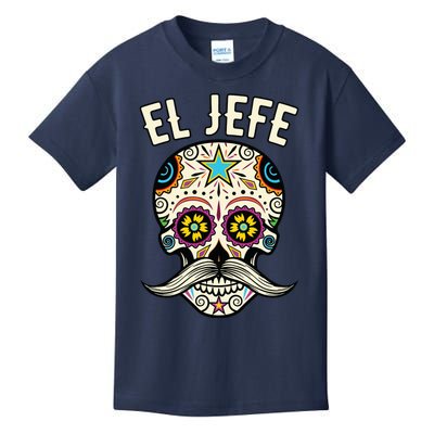 El Jefe Mexican Boss Sugar Skull Day Of The Dead Kids T-Shirt