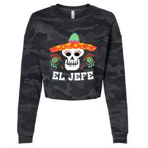 El Jefe Mexican Skull Day Of The Dead Cropped Pullover Crew