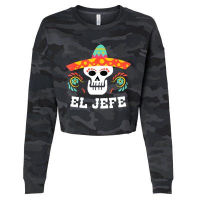 El Jefe Mexican Skull Day Of The Dead Cropped Pullover Crew