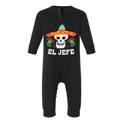 El Jefe Mexican Skull Day Of The Dead Infant Fleece One Piece