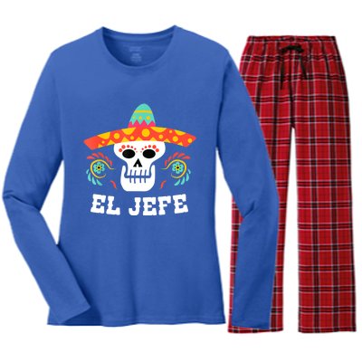 El Jefe Mexican Skull Day Of The Dead Women's Long Sleeve Flannel Pajama Set 