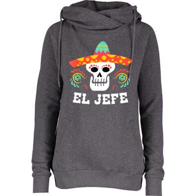 El Jefe Mexican Skull Day Of The Dead Womens Funnel Neck Pullover Hood