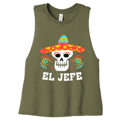 El Jefe Mexican Skull Day Of The Dead Women's Racerback Cropped Tank