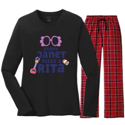 Every Janet Needs A Rita. Women's Long Sleeve Flannel Pajama Set 