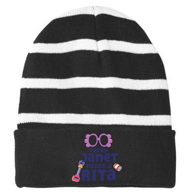 Every Janet Needs A Rita. Striped Beanie with Solid Band