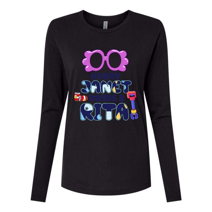 Every Janet Needs A Rita Magnet Womens Cotton Relaxed Long Sleeve T-Shirt