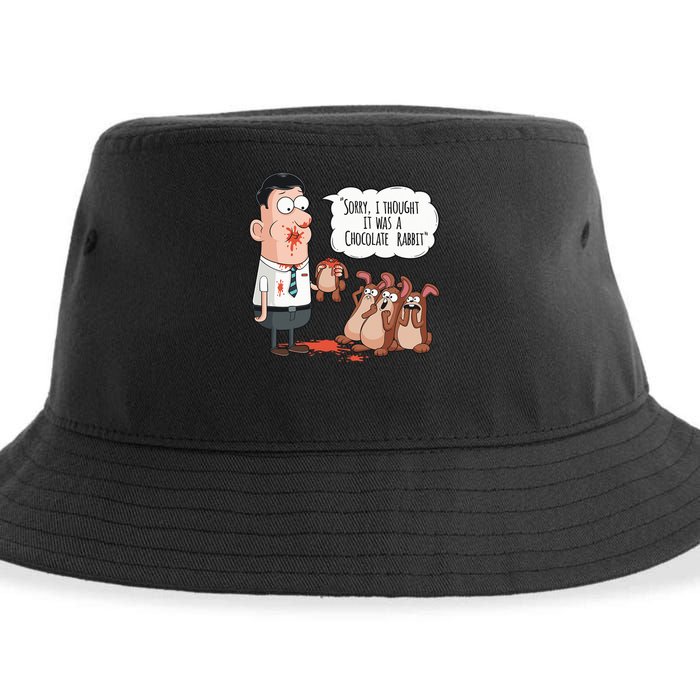 Easter Joke Sorry I Thought It Was A Chocolate Rabbit Sustainable Bucket Hat