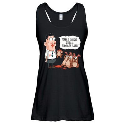 Easter Joke Sorry I Thought It Was A Chocolate Rabbit Ladies Essential Flowy Tank