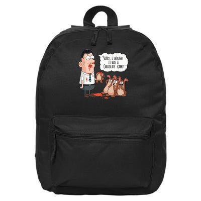 Easter Joke Sorry I Thought It Was A Chocolate Rabbit 16 in Basic Backpack
